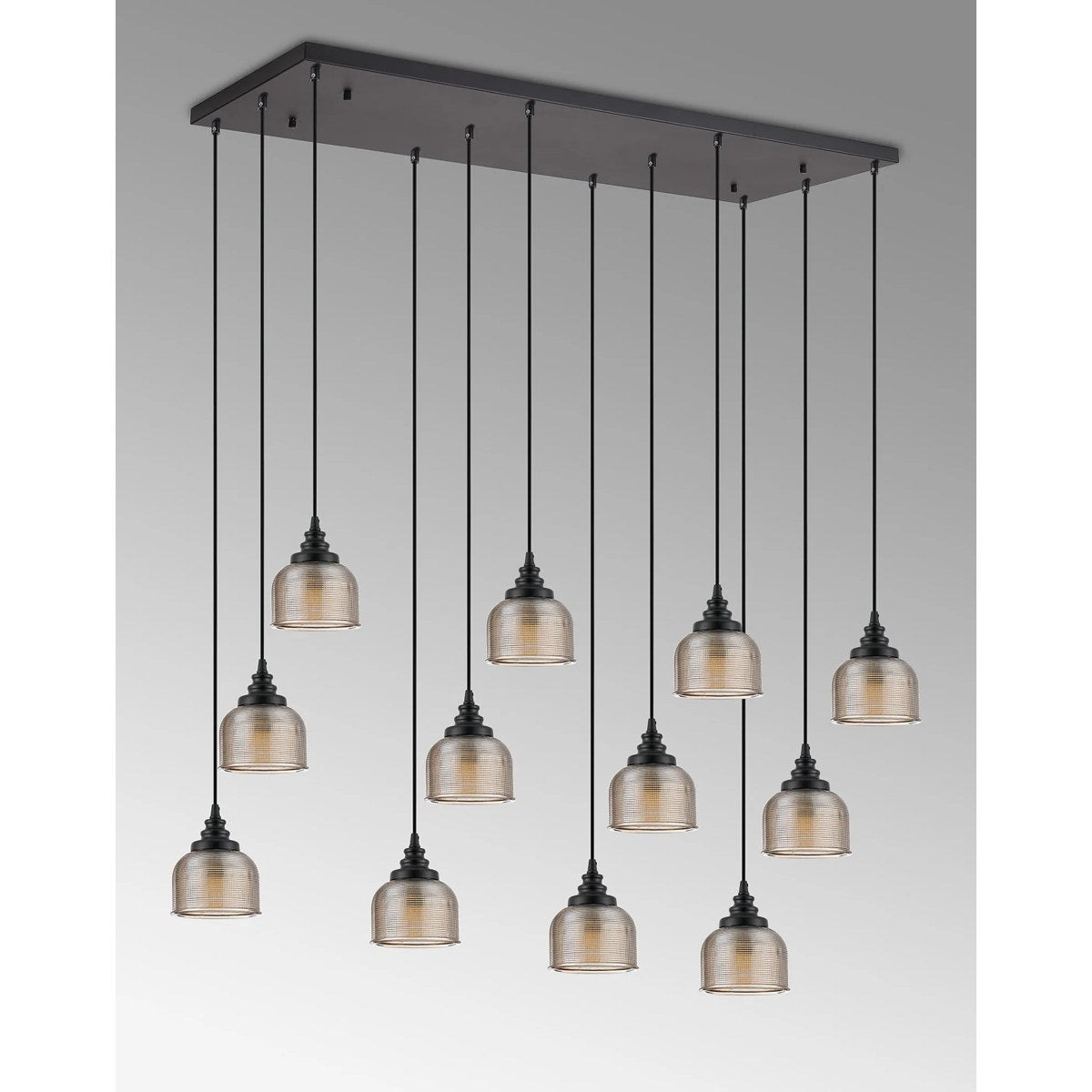 Regent Lourdes 12 Light 1190mm x 490mm Rectangular Pendant Light - Amber
