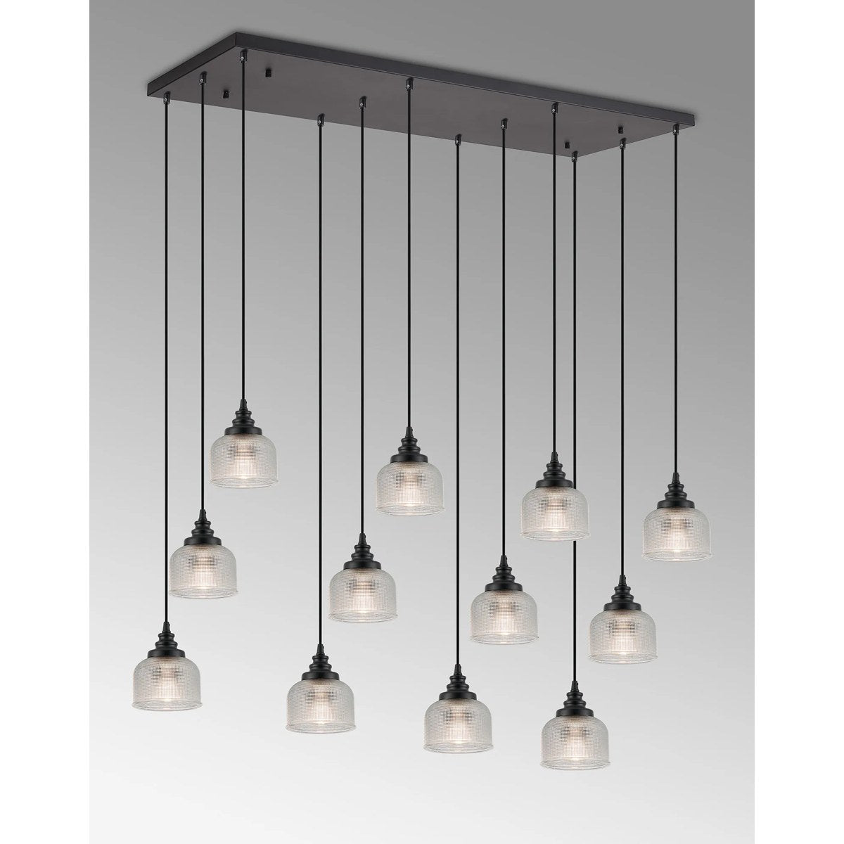 Regent Lourdes 12 Light 1190mm x 490mm Rectangular Pendant Light - Clear