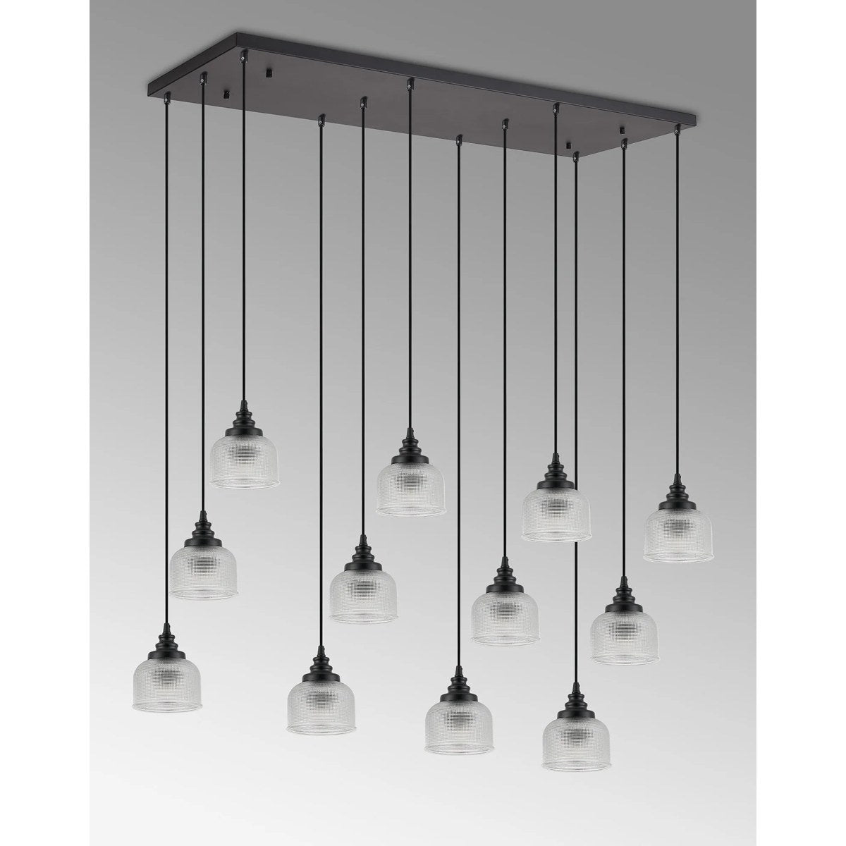 Regent Lourdes 12 Light 1190mm x 490mm Rectangular Pendant Light - Clear