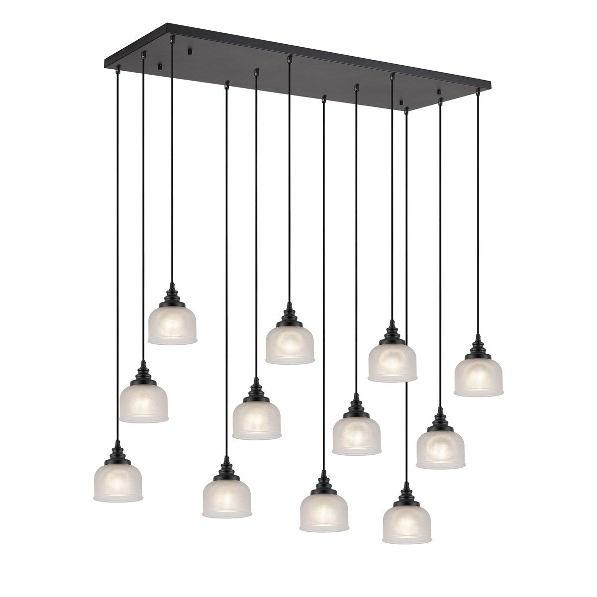 Regent Lourdes 12 Light 1190mm x 490mm Rectangular Pendant Light - Frosted