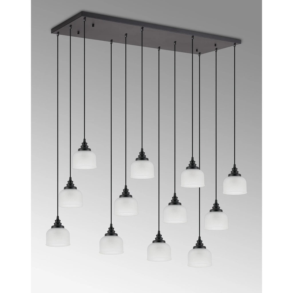 Regent Lourdes 12 Light 1190mm x 490mm Rectangular Pendant Light - Frosted