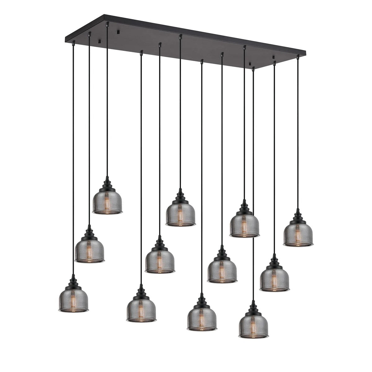 Regent Lourdes 12 Light 1190mm x 490mm Rectangular Pendant Light - Smoke