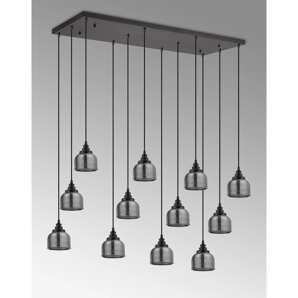 Regent Lourdes 12 Light 1190mm x 490mm Rectangular Pendant Light - Smoke