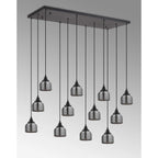 Regent Lourdes 12 Light 1190mm x 490mm Rectangular Pendant Light - Smoke