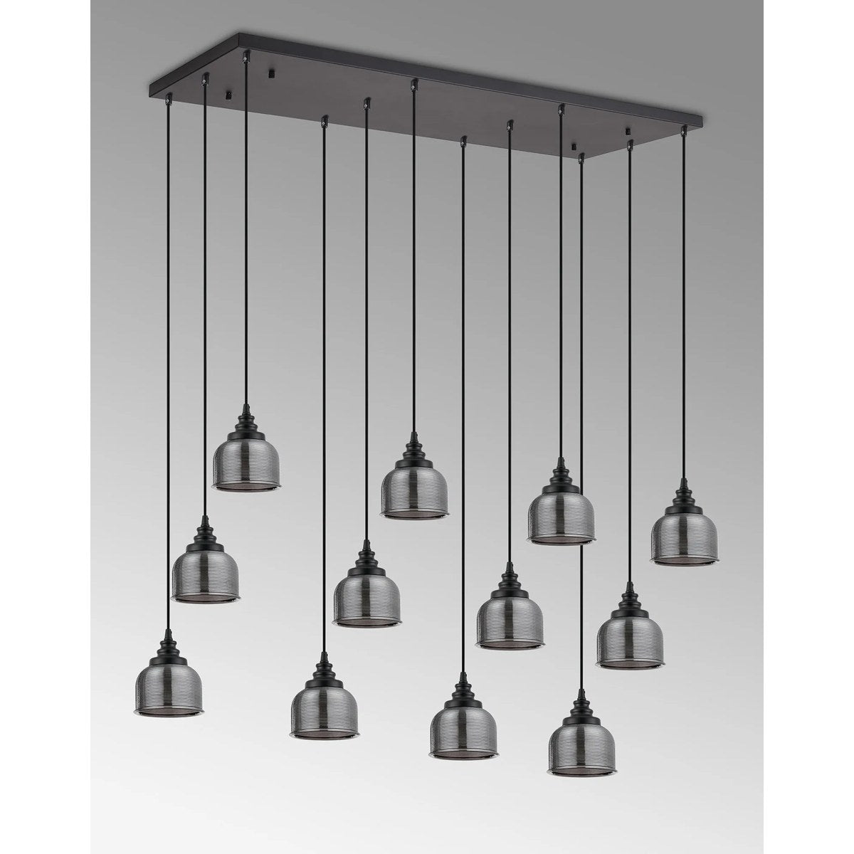 Regent Lourdes 12 Light 1190mm x 490mm Rectangular Pendant Light - Smoke