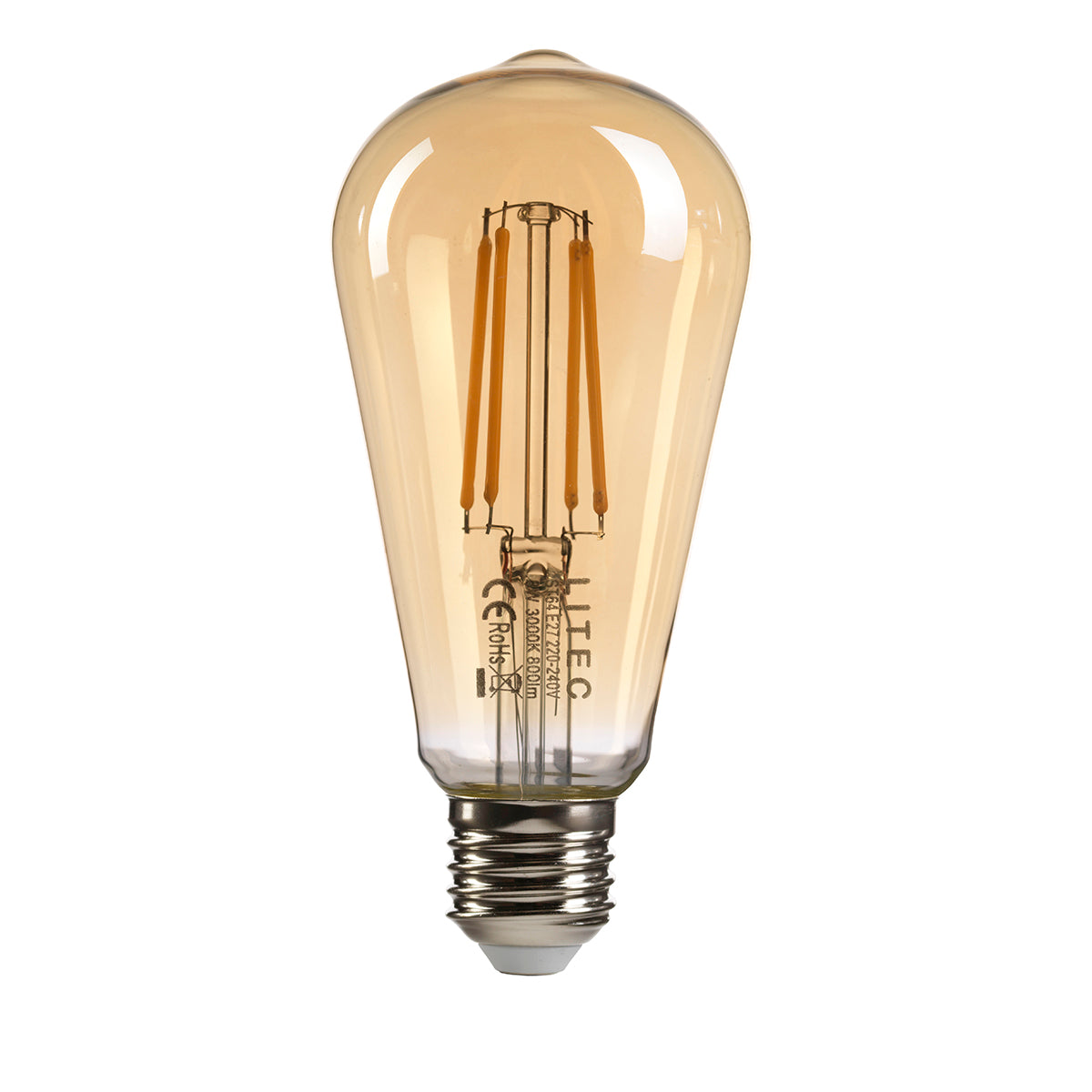 E27 LED Amber Glass Bulb 8Watt Warm White 3000K