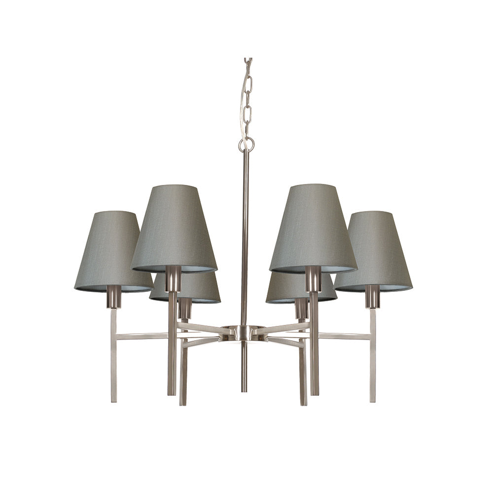 Elstead Lucerne 6 Light Chandelier in Steel and Brushed Nickel
