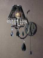 Diyas Luna 1 Light Wall Light in Black Chrome with Crystal