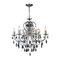 Diyas Luna 6 Light Pendant Light in Black Chrome with Crystal