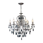 Diyas Luna 6 Light Pendant Light in Black Chrome with Crystal