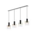 Regent Maisy 4 Light 1420mm Linear Pendant Light - Black / Polished Chrome / Amber Fade
