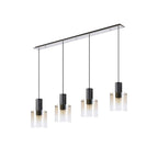 Regent Maisy 4 Light 1420mm Linear Pendant Light - Black / Polished Chrome / Amber Fade