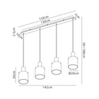 Regent Maisy 4 Light 1420mm Linear Pendant Light - dimensions