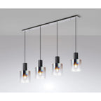 Regent Maisy 4 Light 1420mm Linear Pendant Light - Black / Polished Chrome / Iridescent Fade