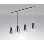 Regent Maisy 4 Light 1420mm Linear Pendant Light - Black / Polished Chrome / Iridescent Fade