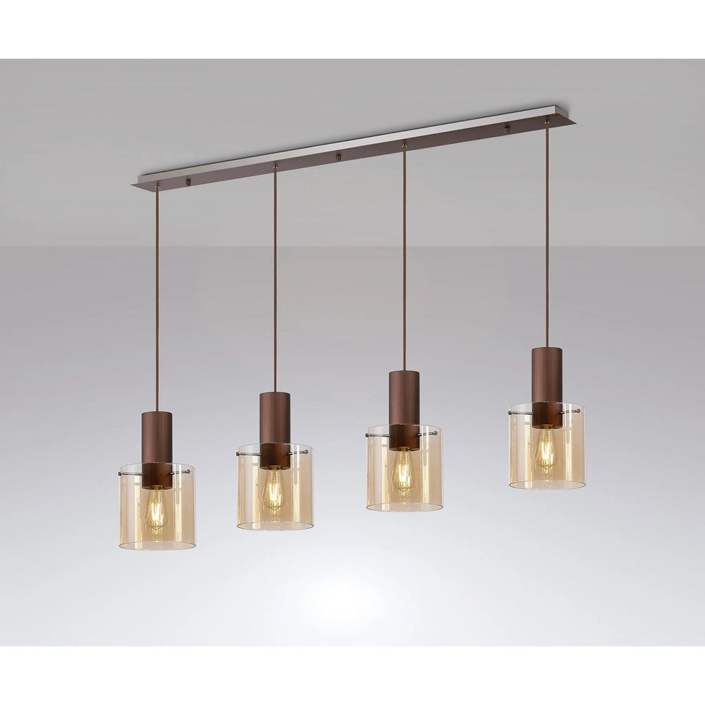 Regent Maisy 4 Light 1420mm Linear Pendant Light - Mocha / Amber