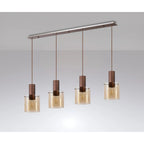 Regent Maisy 4 Light 1420mm Linear Pendant Light - Mocha / Amber