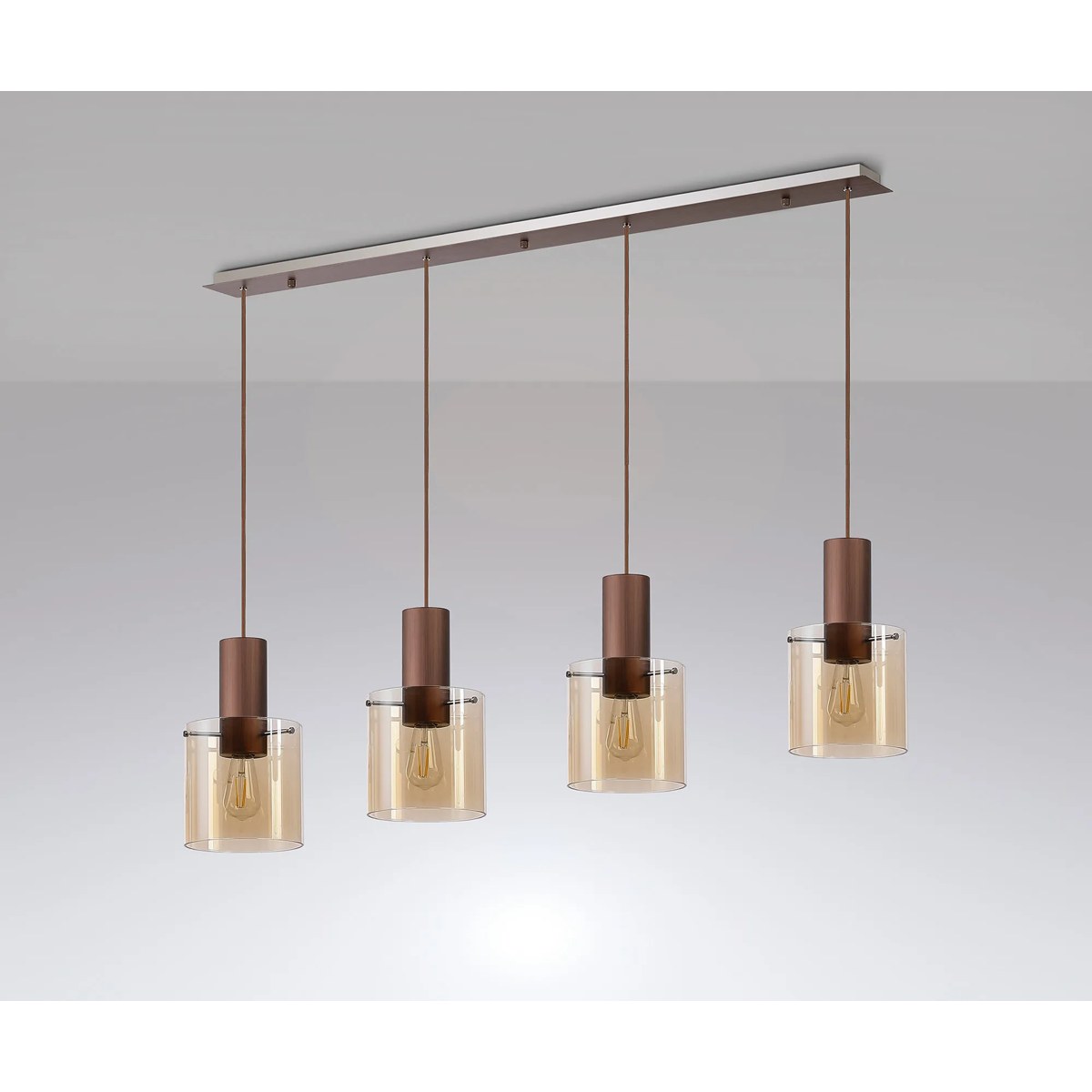 Regent Maisy 4 Light 1420mm Linear Pendant Light - Mocha / Amber