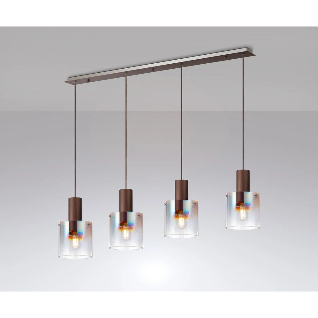 Regent Maisy 4 Light 1420mm Linear Pendant Light - Mocha / Iridescent Fade