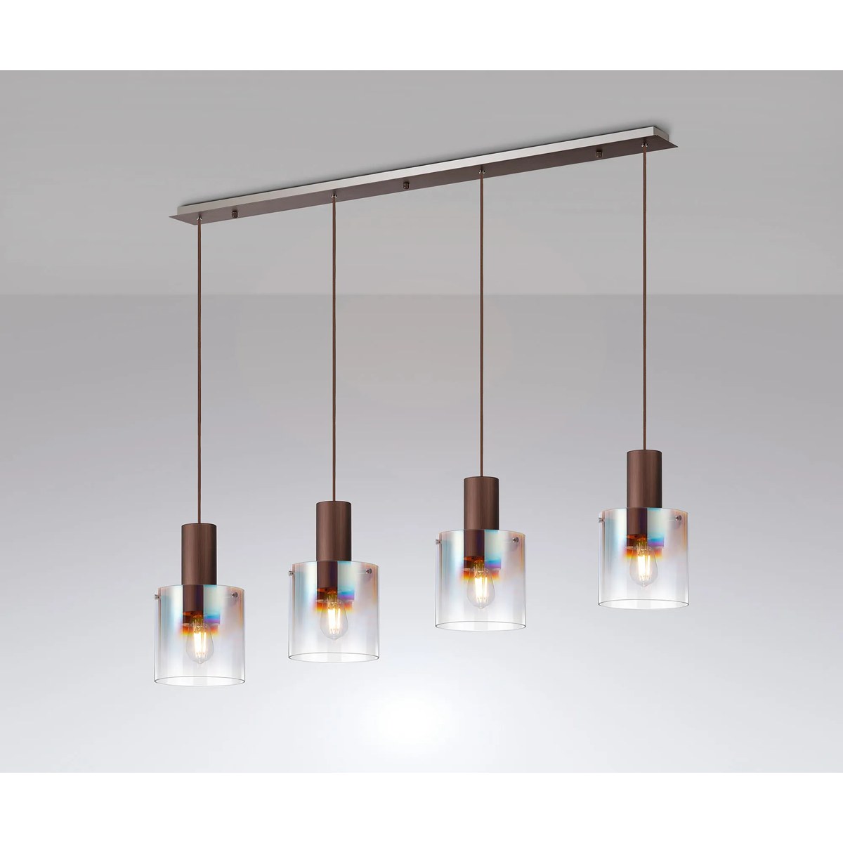 Regent Maisy 4 Light 1420mm Linear Pendant Light - Mocha / Iridescent Fade
