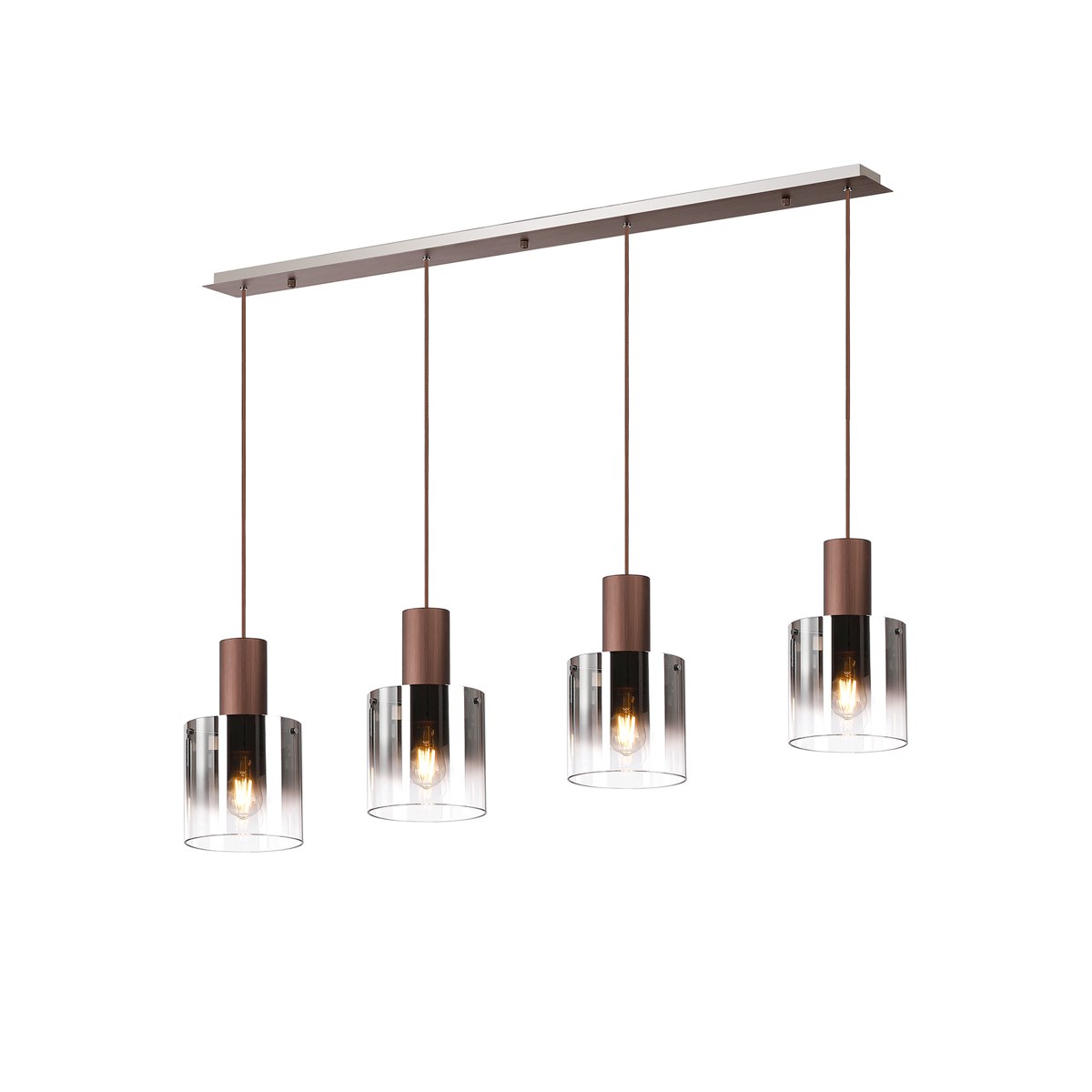 Regent Maisy 4 Light 1420mm Linear Pendant Light - Mocha / Smoke Fade