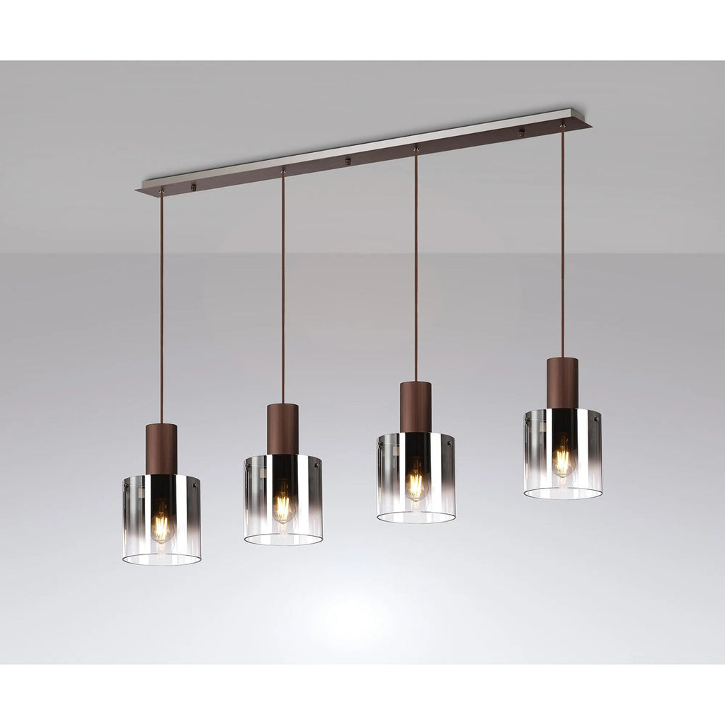 Regent Maisy 4 Light 1420mm Linear Pendant Light - Mocha / Smoke Fade