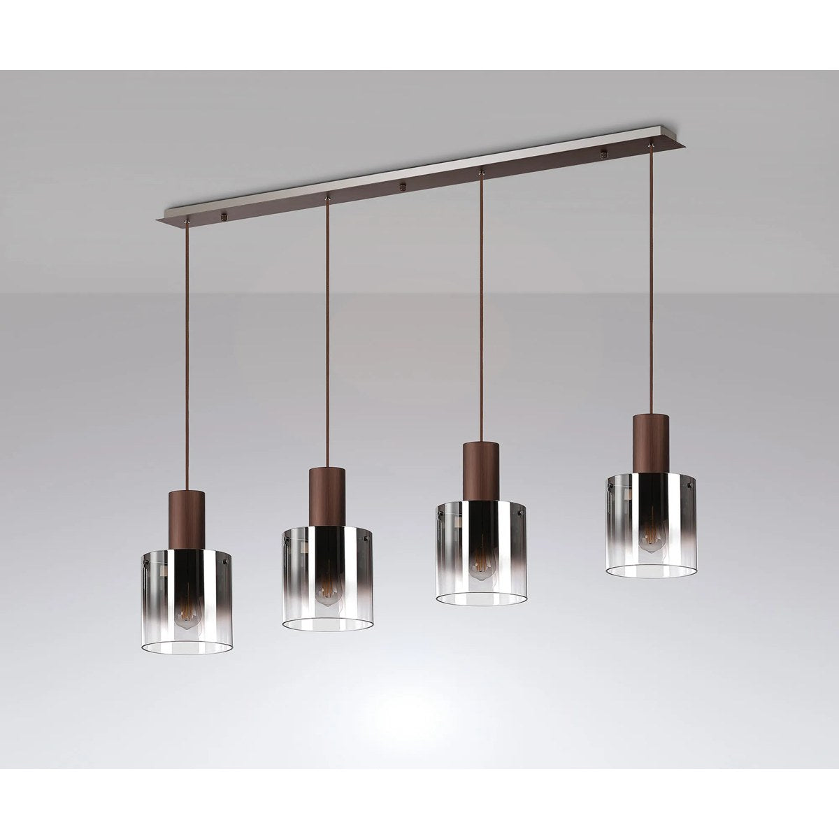 Regent Maisy 4 Light 1420mm Linear Pendant Light - Mocha / Smoke Fade
