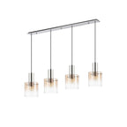 Regent Maisy 4 Light 1420mm Linear Pendant Light - Polished Nickel / Black / Amber Fade
