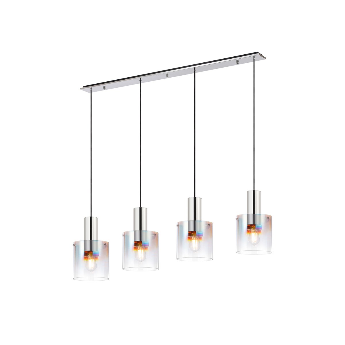 Regent Maisy 4 Light 1420mm Linear Pendant Light - Polished Nickel / Black / Iridescent Fade