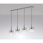 Regent Maisy 4 Light 1420mm Linear Pendant Light - Polished Nickel / Black / Iridescent Fade