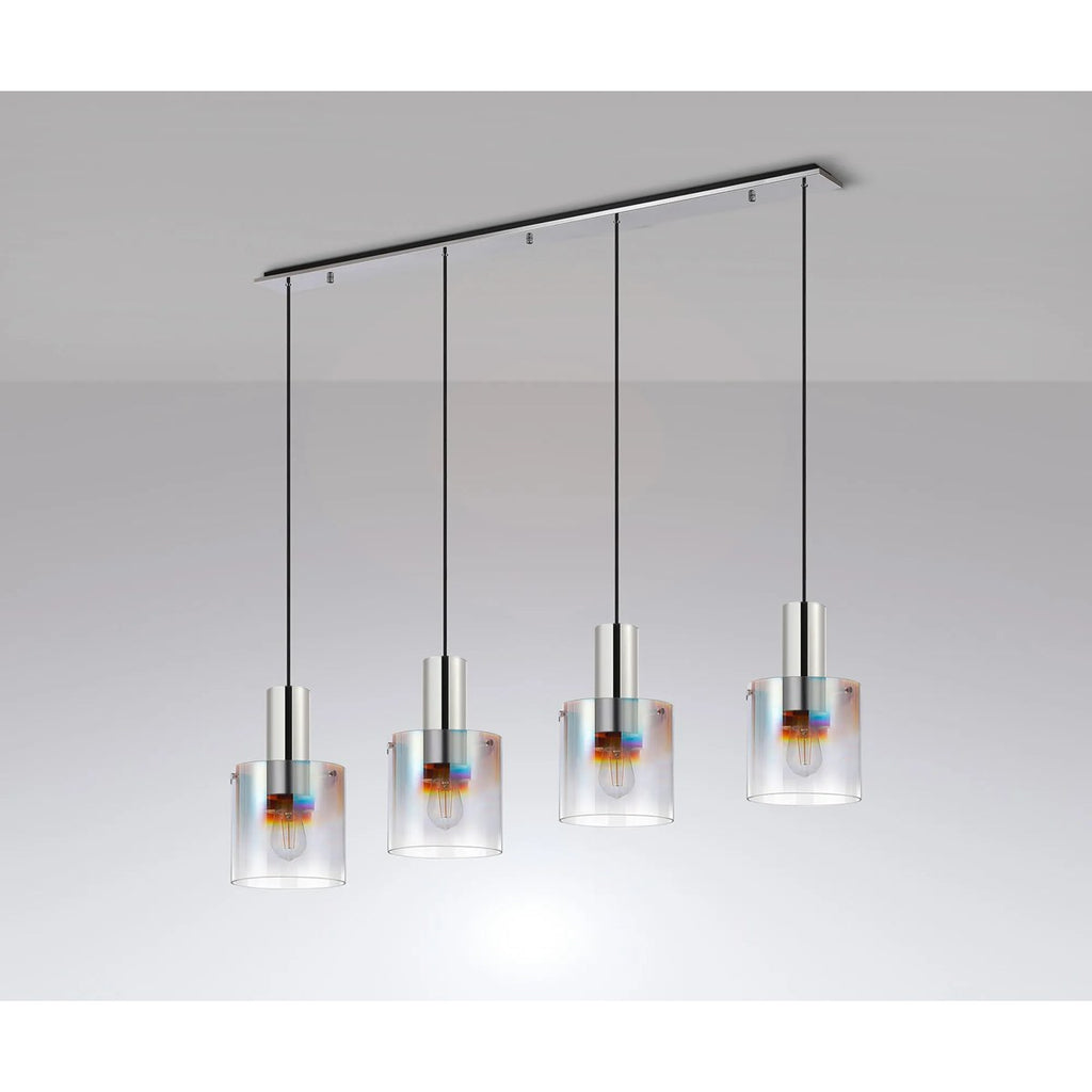 Regent Maisy 4 Light 1420mm Linear Pendant Light - Polished Nickel / Black / Iridescent Fade