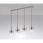 Regent Maisy 4 Light 1420mm Linear Pendant Light - Polished Nickel / Black / Iridescent Fade