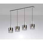 Regent Maisy 4 Light 1420mm Linear Pendant Light - Polished Nickel / Black / Smoke Fade