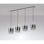 Regent Maisy 4 Light 1420mm Linear Pendant Light - Polished Nickel / Black / Smoke Fade