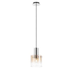 Regent Maisy 200mm Single Pendant Light - Polished Nickel / Black / Amber Fade