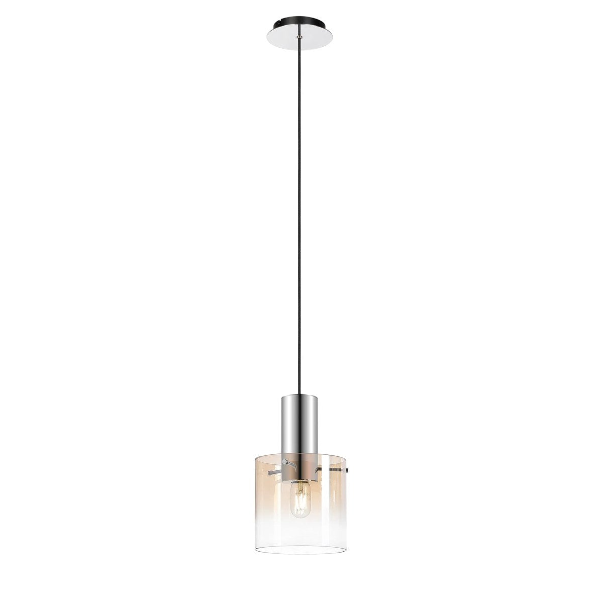 Regent Maisy 200mm Single Pendant Light - Polished Nickel / Black / Amber Fade