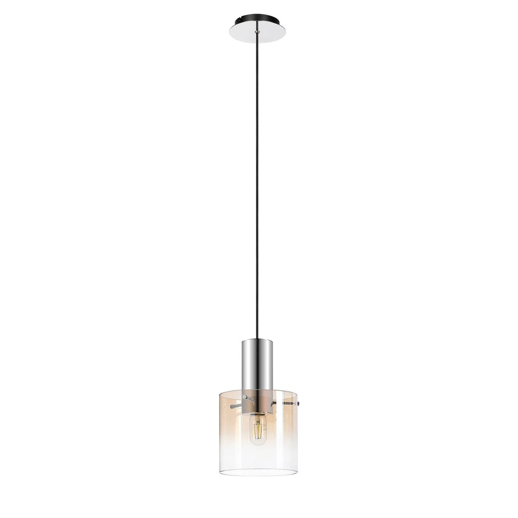 Regent Maisy 200mm Single Pendant Light - Polished Nickel / Black / Amber Fade
