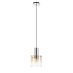 Regent Maisy 200mm Single Pendant Light - Polished Nickel / Black / Amber Fade