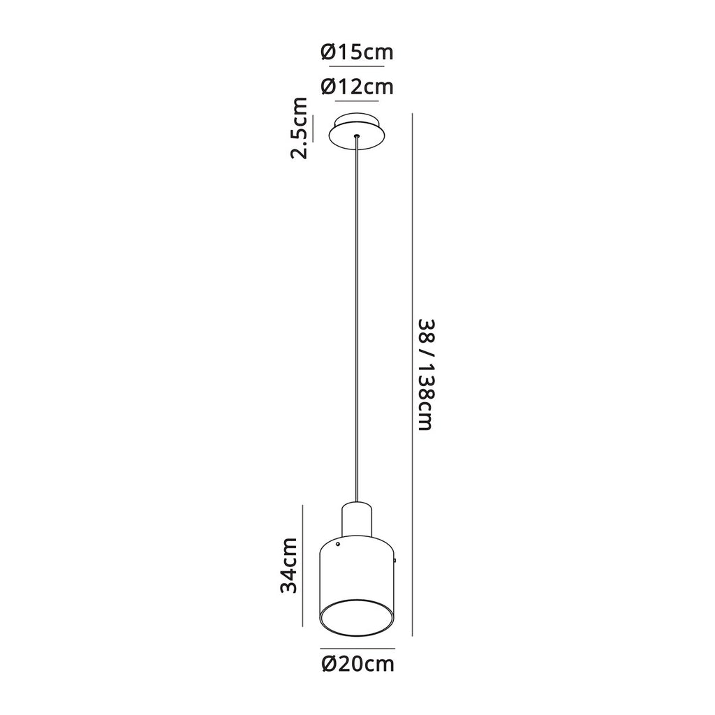 Regent Maisy 200mm Single Pendant Light - dimensions