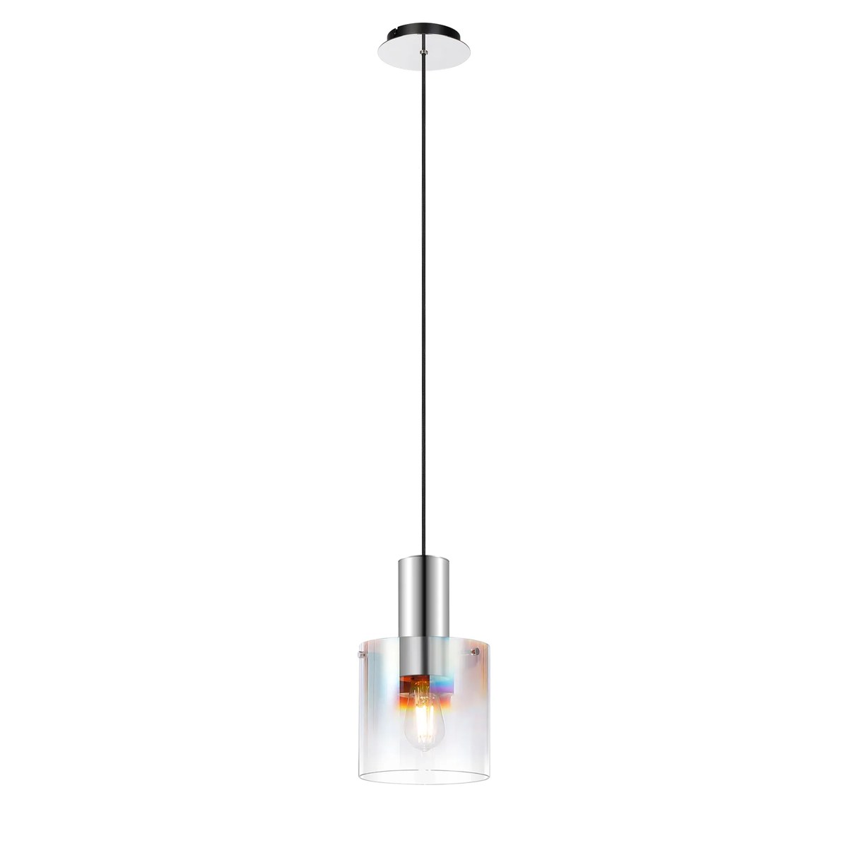 Regent Maisy 200mm Single Pendant Light - Polished Nickel / Black / Iridescent Fade