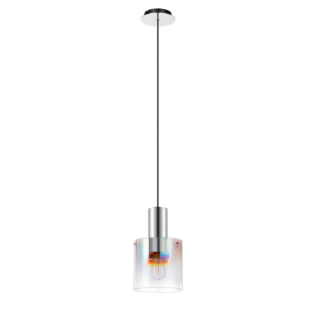 Regent Maisy 200mm Single Pendant Light - Polished Nickel / Black / Iridescent Fade