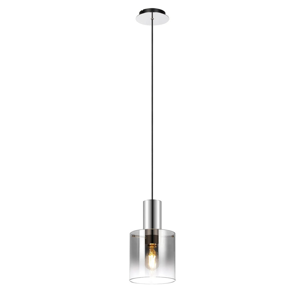 Regent Maisy 200mm Single Pendant Light - Polished Nickel / Black / Smoke Fade