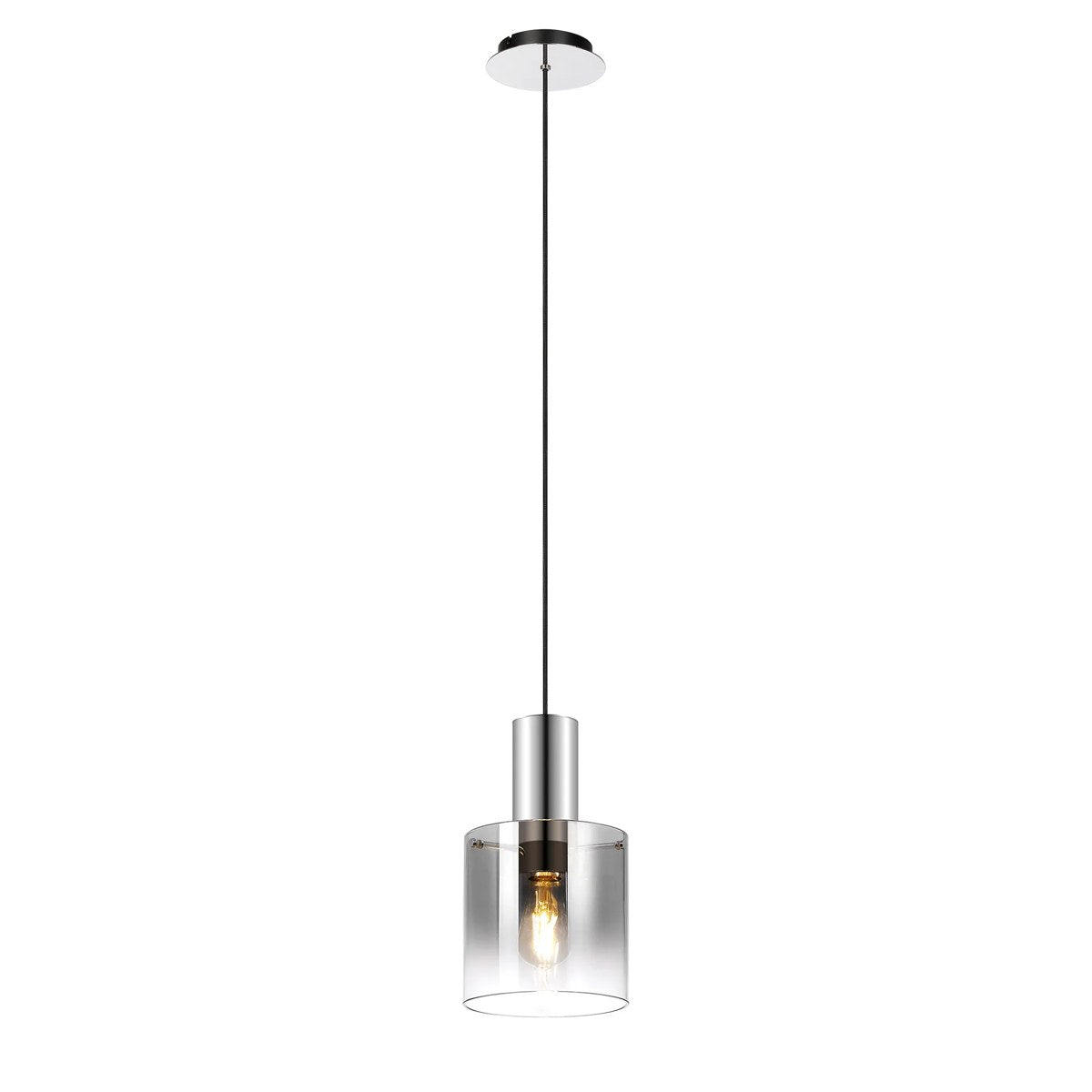 Regent Maisy 200mm Single Pendant Light - Polished Nickel / Black / Smoke Fade