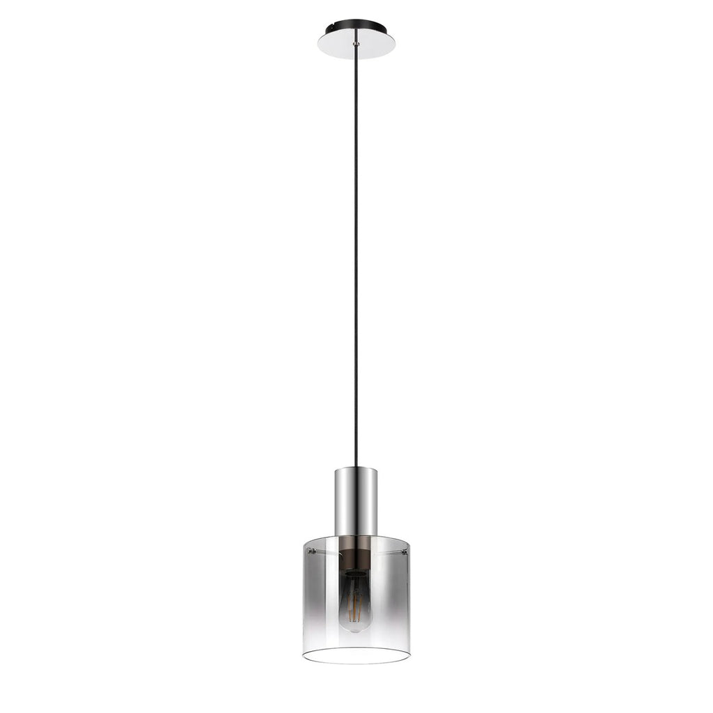 Regent Maisy 200mm Single Pendant Light - Polished Nickel / Black / Smoke Fade