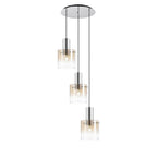 Regent Maisy 3 Light 500mm Round Pendant Light - Polished Nickel / Black / Amber Fade