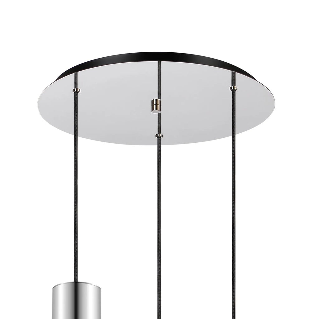 Regent Maisy 3 Light 500mm Round Pendant Light - Polished Nickel / Black / Amber Fade