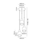 Regent Maisy 3 Light 500mm Round Pendant Light - dimensions