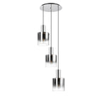 Regent Maisy 3 Light 500mm Round Pendant Light - Polished Nickel / Black / Smoke Fade