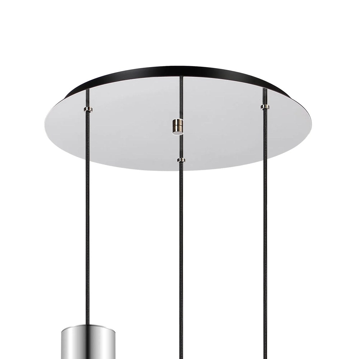 Regent Maisy 3 Light 500mm Round Pendant Light - Polished Nickel / Black / Smoke Fade