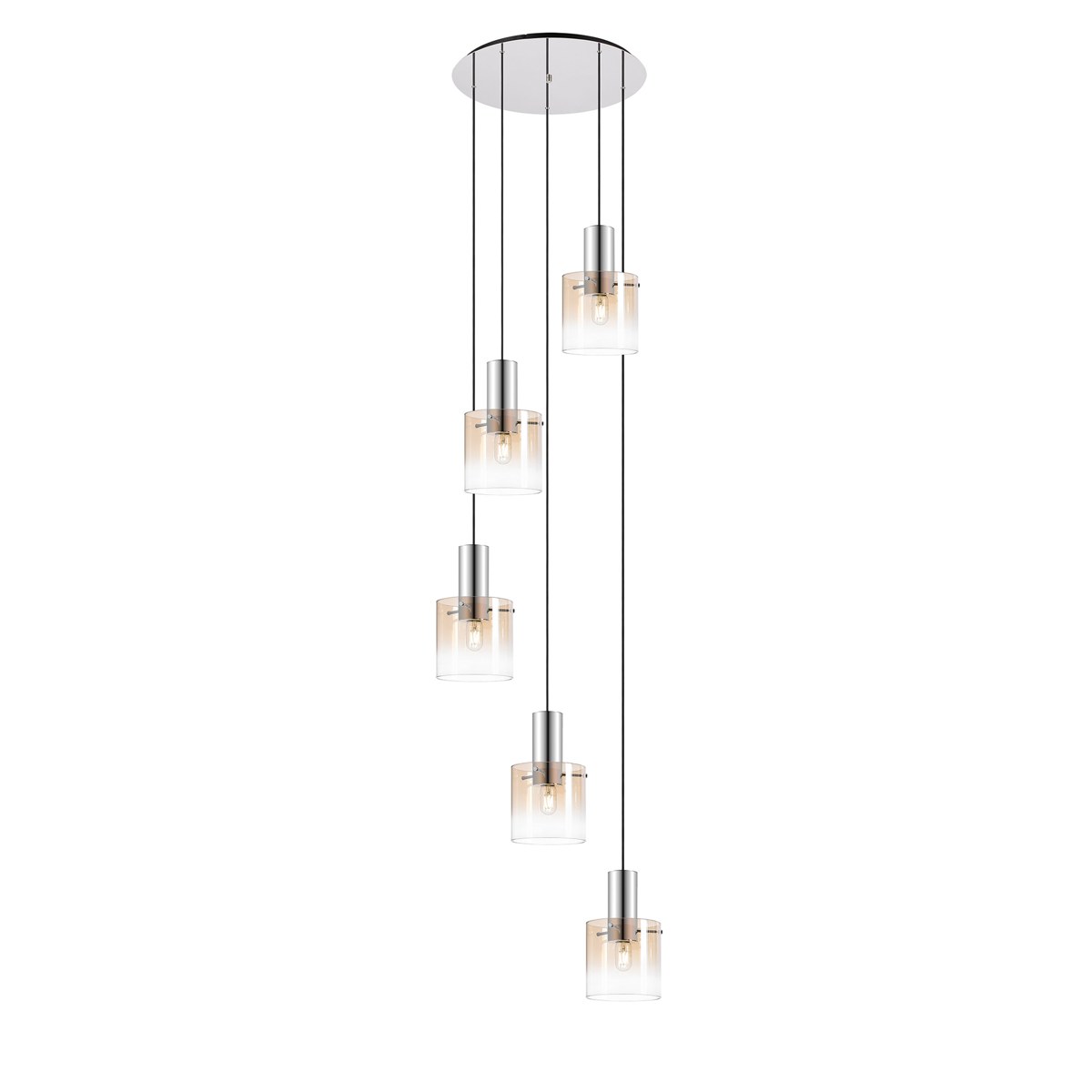 Regent Maisy 5 Light Round Pendant Light 650mm Diameter - Amber Fade